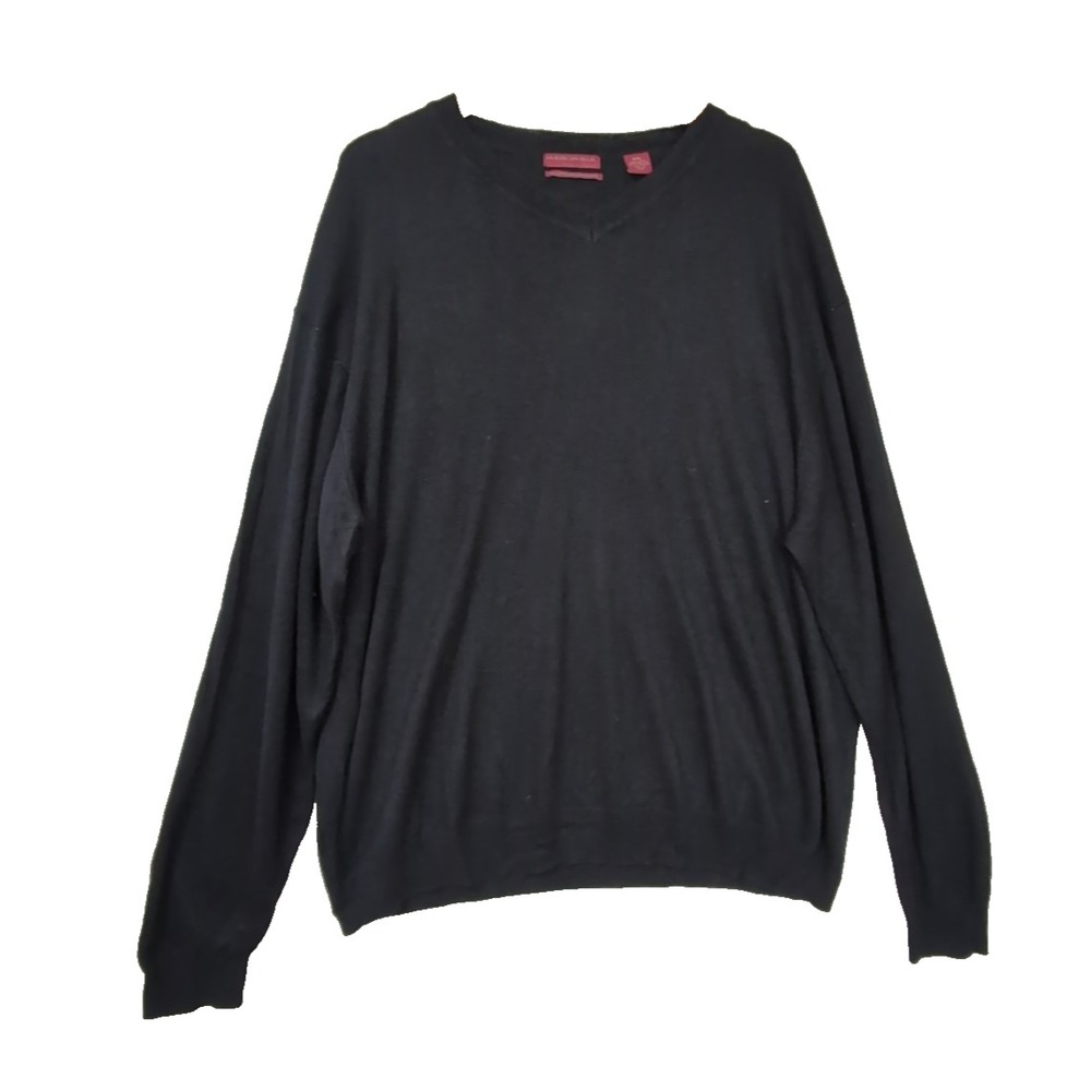 American Blue V-Neck Sweater Mens XXL Black Silk Cashmere‎ Business Casual